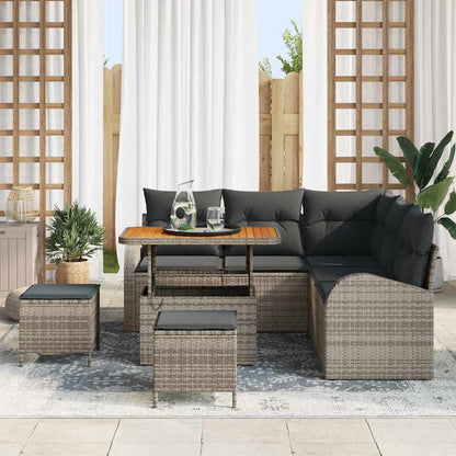 Set Divano da Giardino con cuscino 8 pcs Grigio Poly Rattan - homemem39