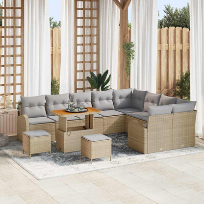 Set Divano da Giardino con cuscino 12 pcs Beige Poly Rattan - homemem39