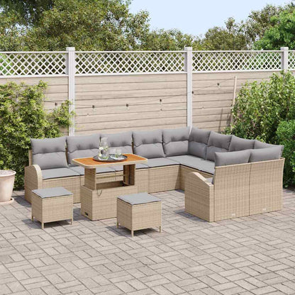 Set Divano da Giardino con cuscino 12 pcs Beige Poly Rattan - homemem39