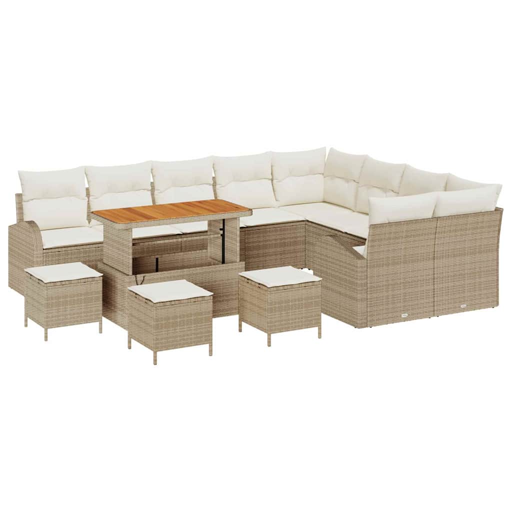 Set Divano da Giardino con cuscino 13 pcs Beige Poly Rattan - homemem39