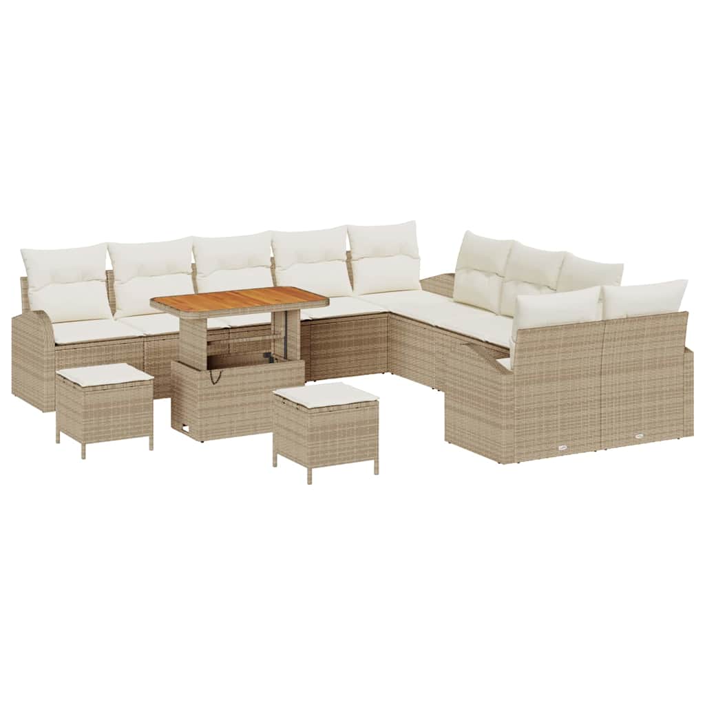 Set Divano da Giardino con cuscino 13 pcs Beige Poly Rattan - homemem39