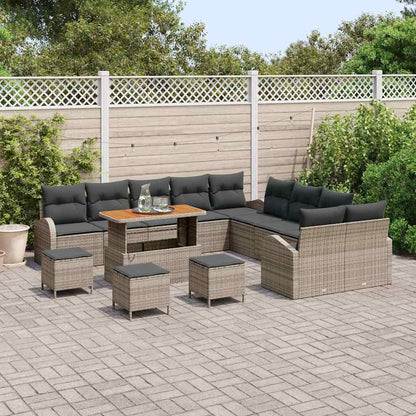 Set Divano da Giardino con cuscino 14 pcs Grigio Poly Rattan - homemem39