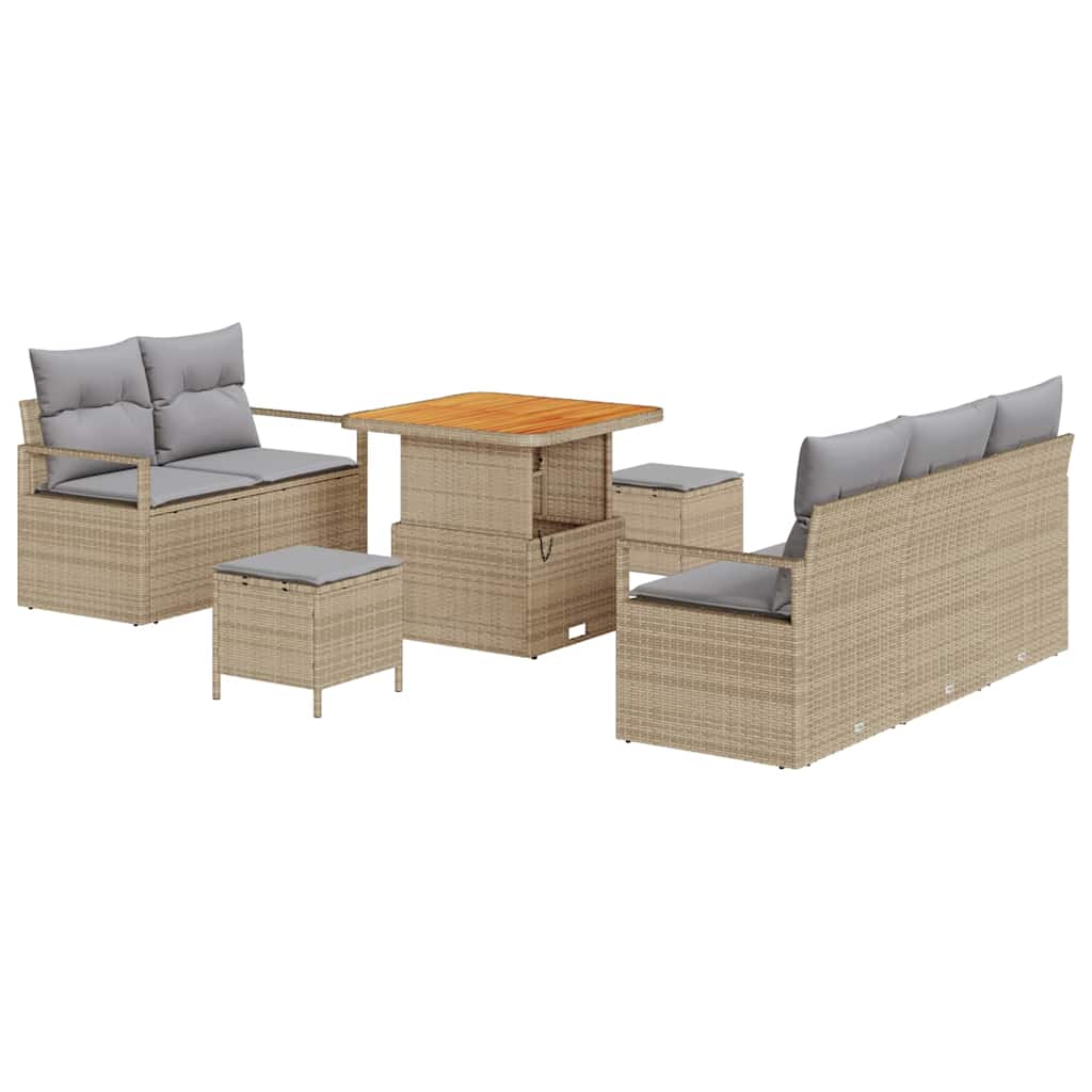 Set Divano da Giardino con cuscino 8 pcs Beige Poly Rattan - homemem39