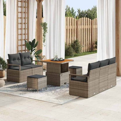 Set Divano da Giardino con cuscino 8 pcs Grigio Poly Rattan