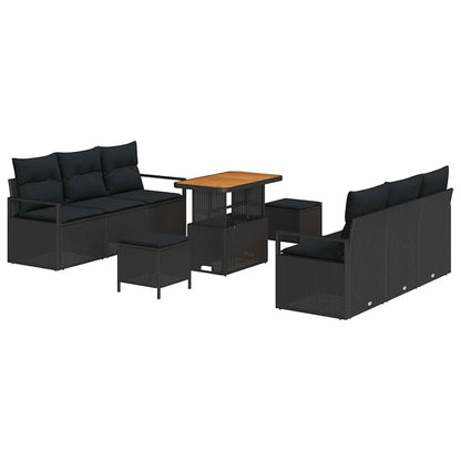 Set Divano da Giardino 9 pz Nero polyrattan | homemem39