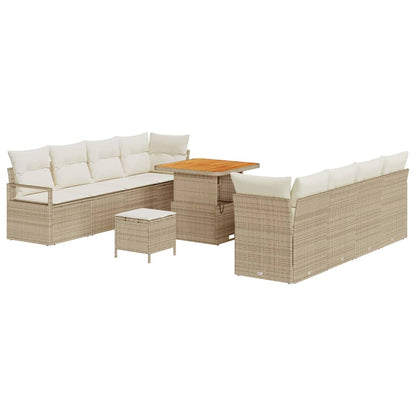 Set Divano da Giardino con cuscino 11 pcs Beige Poly Rattan - homemem39