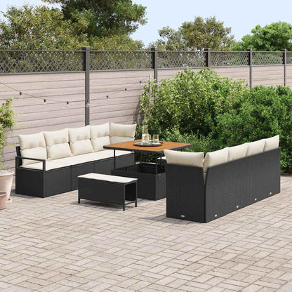 Set Divano da Giardino con cuscino 11 pcs Nero Poly Rattan - homemem39