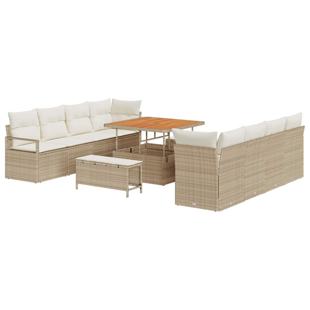 Set Divano da Giardino con cuscino 11 pcs Beige Poly Rattan - homemem39