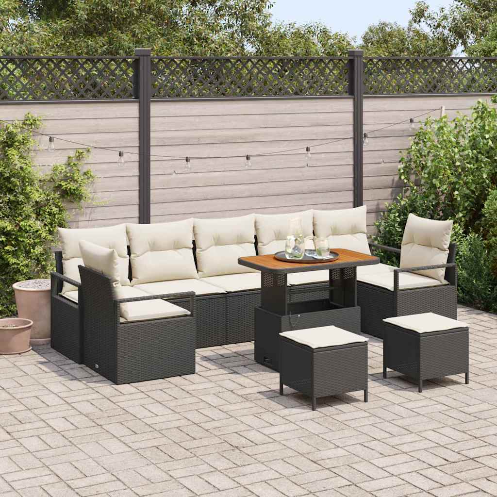 Set Divano da Giardino 10 pz Nero polyrattan | homemem39