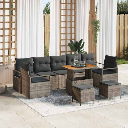 Set Divano da Giardino 10 pcs Grigio Poly Rattan - homemem39