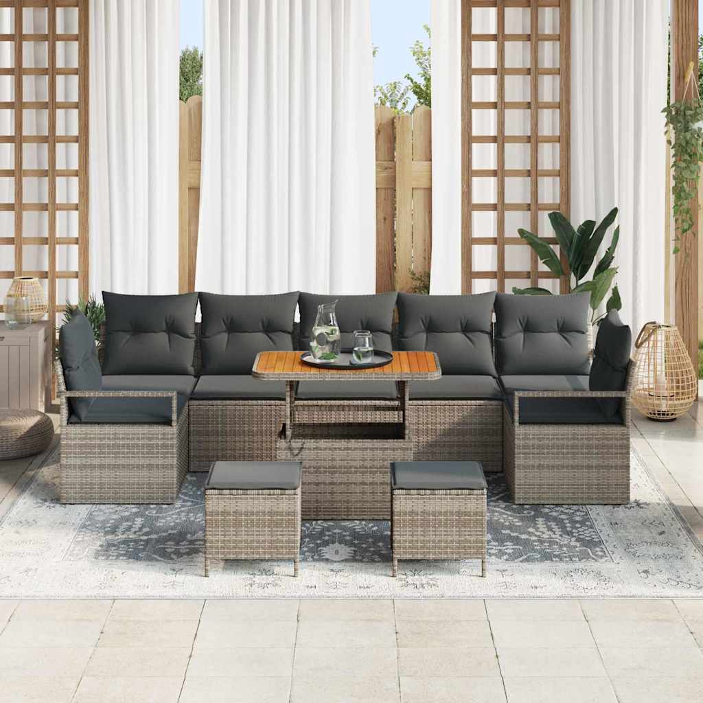 Set Divano da Giardino 10 pcs Grigio Poly Rattan - homemem39