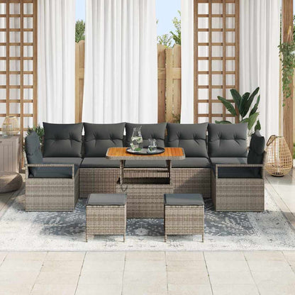 Set Divano da Giardino 10 pcs Grigio Poly Rattan - homemem39