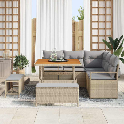 Set Divano da Giardino con cuscino 8 pcs Beige Poly Rattan - homemem39