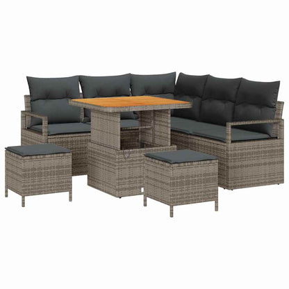 Set Divano da Giardino con cuscino 8 pcs Grigio Poly Rattan