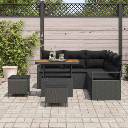 Set Divano da Giardino con cuscino 8 pcs Nero Poly Rattan - homemem39