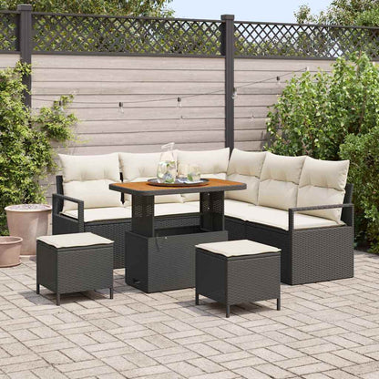 Set Divano da Giardino con cuscino 8 pcs Nero Poly Rattan - homemem39