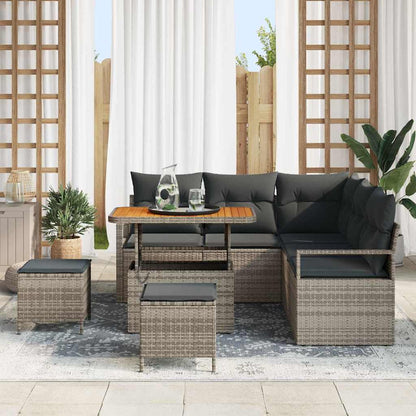 Set Divano da Giardino con cuscino 8 pcs Grigio Poly Rattan - homemem39