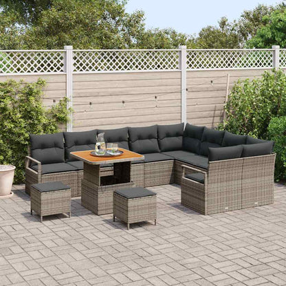 Set Divano da Giardino con cuscino 12 pcs Grigio polyrattan | homemem39
