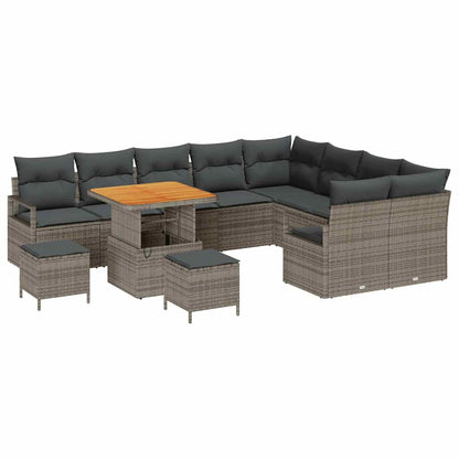 Set Divano da Giardino con cuscino 12 pcs Grigio polyrattan | homemem39