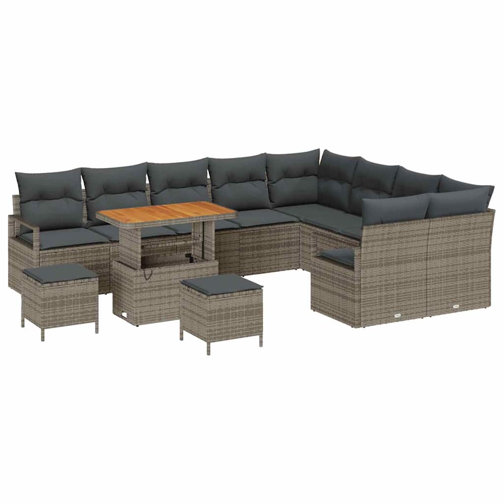 Set Divano da Giardino con cuscino 12 pcs Grigio Poly Rattan - homemem39