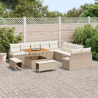 Set Divano da Giardino con cuscino 13 pcs Beige Poly Rattan - homemem39