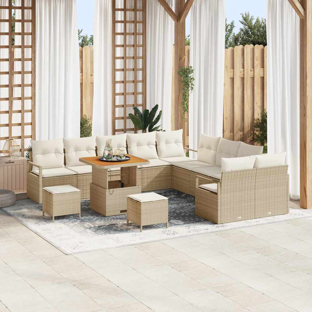 Set Divano da Giardino con cuscino 13 pcs Beige Poly Rattan - homemem39