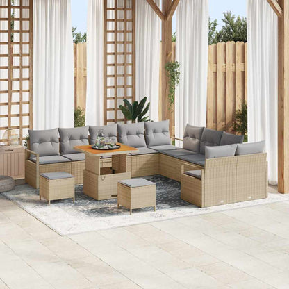 Set Divano da Giardino con cuscino 13 pcs Beige polyrattan | homemem39