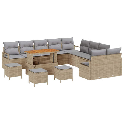 Set Divano da Giardino con cuscino 14 pcs Beige Poly Rattan - homemem39