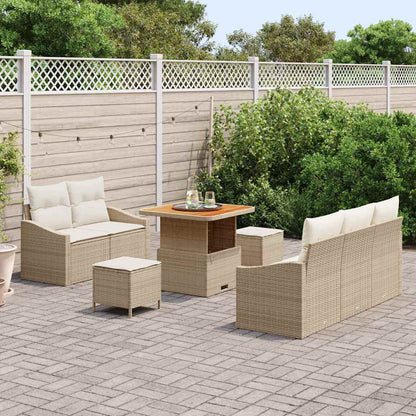Set Divano da Giardino con cuscino 8 pcs Beige Poly Rattan