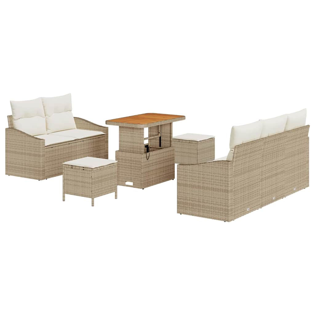 Set Divano da Giardino con cuscino 8 pcs Beige Poly Rattan - homemem39