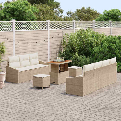 Set Divano da Giardino con cuscino 10 pcs Beige Poly Rattan - homemem39