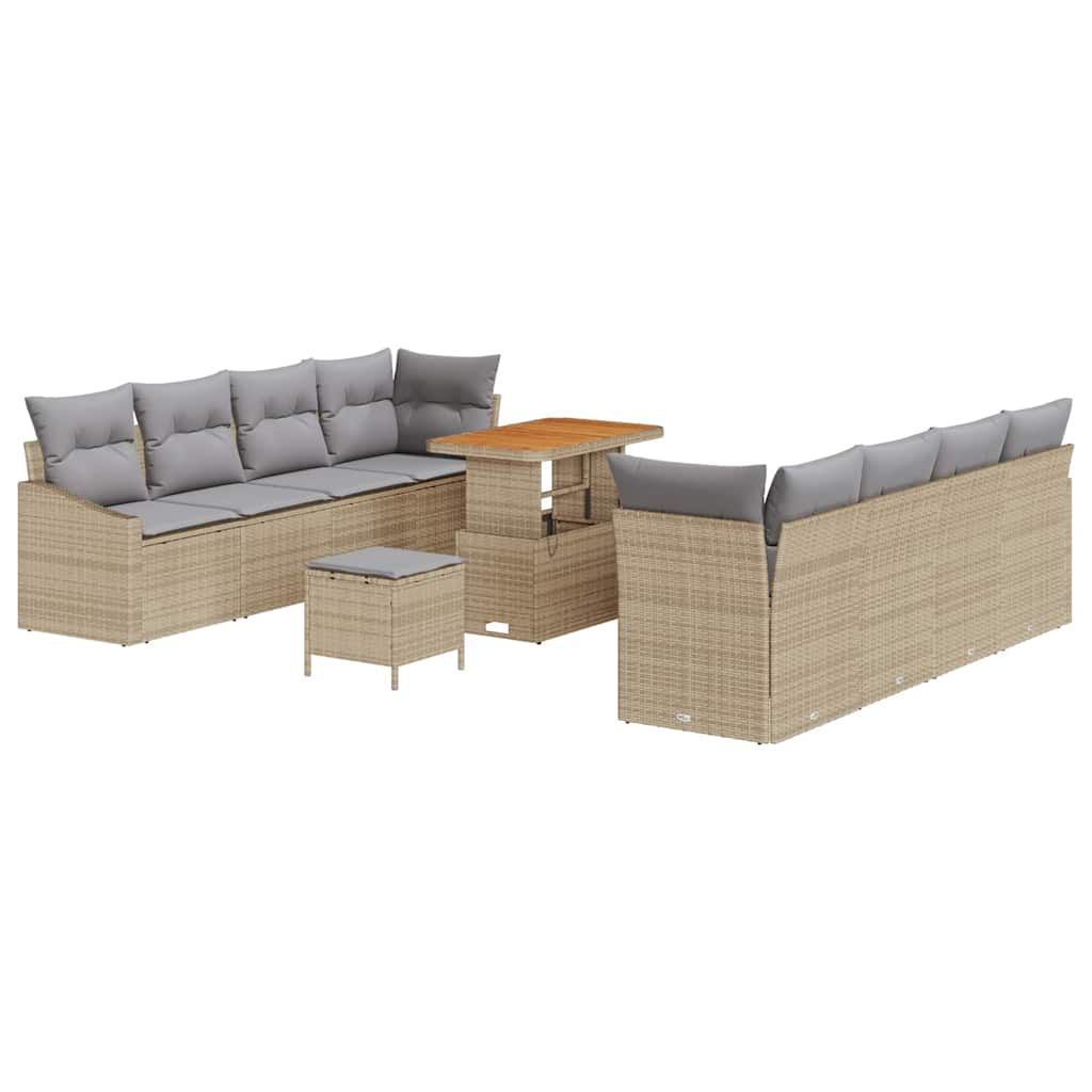 Set Divano da Giardino con cuscino 11 pcs Beige polyrattan - homemem39