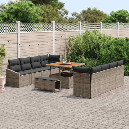 Set Divano da Giardino con cuscino 11 pcs Grigio Poly Rattan - homemem39