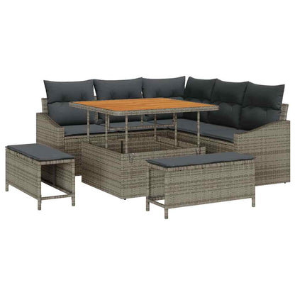 Set Divano da Giardino con cuscino 8 pcs Grigio Poly Rattan - homemem39
