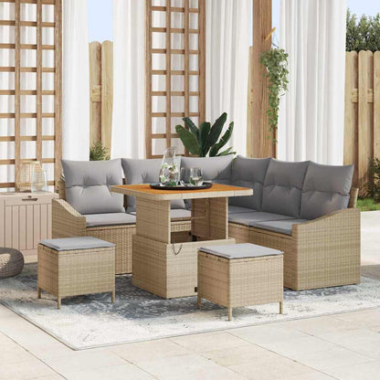 Set Divano da Giardino con cuscino 8 pcs Beige Poly Rattan - homemem39