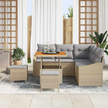 Set Divano da Giardino con cuscino 8 pcs Beige Poly Rattan - homemem39