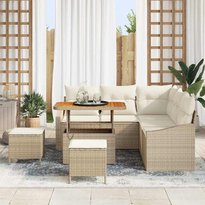 Set Divano da Giardino con cuscino 8 pcs Beige Poly Rattan - homemem39