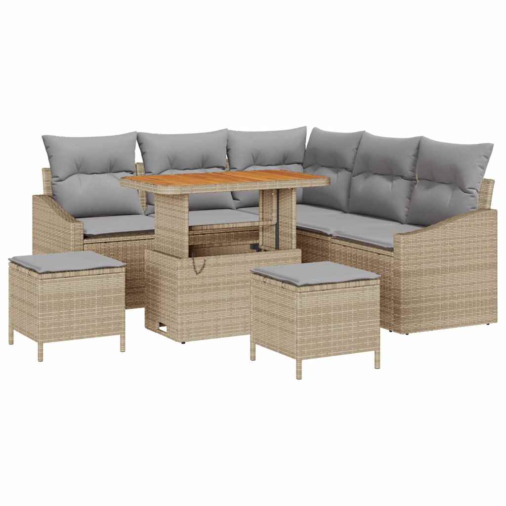Set Divano da Giardino con cuscino 8 pcs Beige Poly Rattan - homemem39