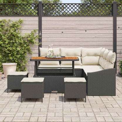 Set Divano da Giardino con cuscino 9 pcs Nero Poly Rattan - homemem39