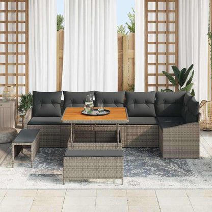 Set Divano da Giardino con cuscino 9 pcs Grigio Poly Rattan - homemem39