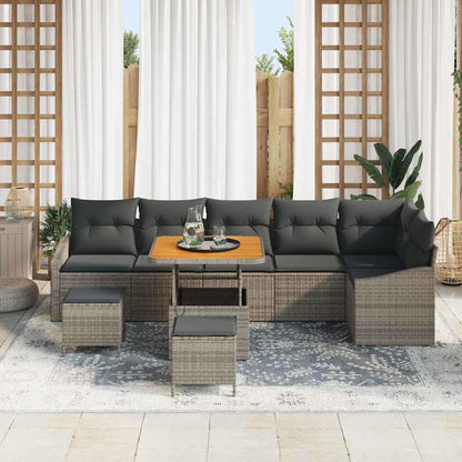 Set Divano da Giardino con cuscino 9 pcs Grigio polyrattan | homemem39