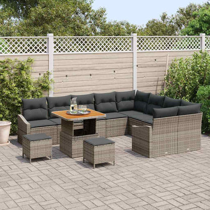 Set Divano da Giardino con cuscino 12 pcs Grigio polyrattan | homemem39