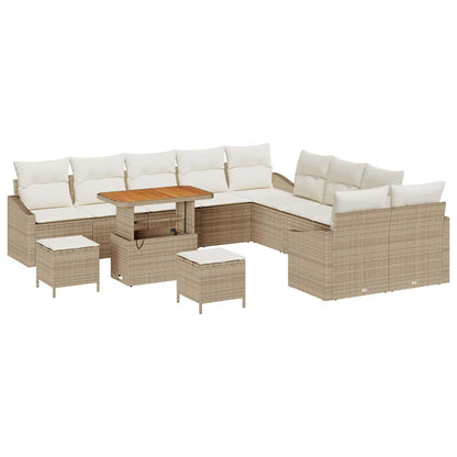 Set Divano da Giardino con cuscino 13 pcs Beige Poly Rattan - homemem39