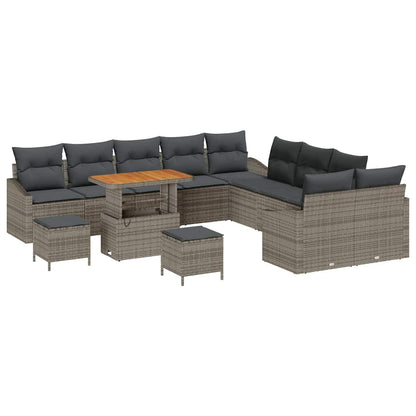 Set Divano da Giardino con cuscino 13 pcs Grigio Poly Rattan - homemem39