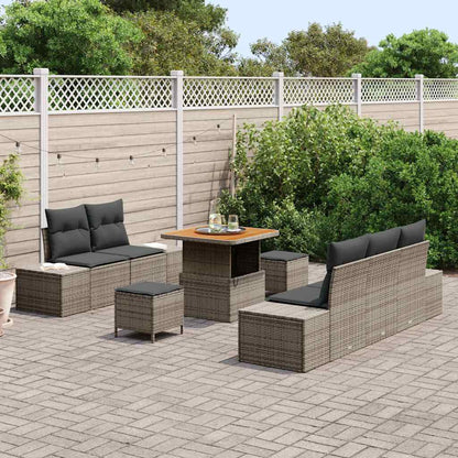 Set Divano da Giardino con cuscino 8 pcs Grigio polyrattan | homemem39