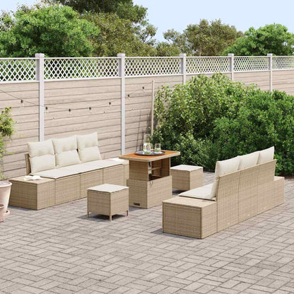 Set Divano da Giardino con cuscino 9 pcs Beige Poly Rattan - homemem39