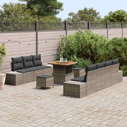 Set Divano da Giardino con cuscino 10 pcs Grigio polyrattan | homemem39