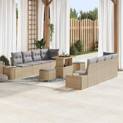 Set Divano da Giardino con cuscino 11 pcs Beige Poly Rattan - homemem39