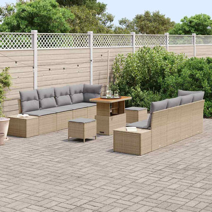 Set Divano da Giardino con cuscino 11 pcs Beige Poly Rattan - homemem39