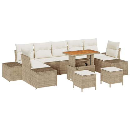 Set Divano da Giardino con cuscino 10 pcs Beige Poly Rattan - homemem39